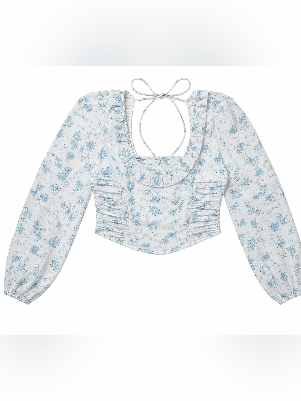 Free People Another Life Floral Peasant Top Cottagecore Blue S